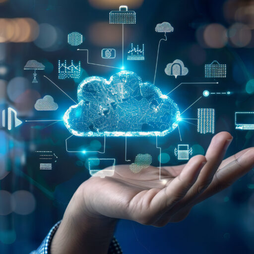 Futuristic Cloud Technology Visualization with Digital Circuit Connections:  Cloud Computing, Data Security, and Information Technology Content | Essential for Business and Tech Industries